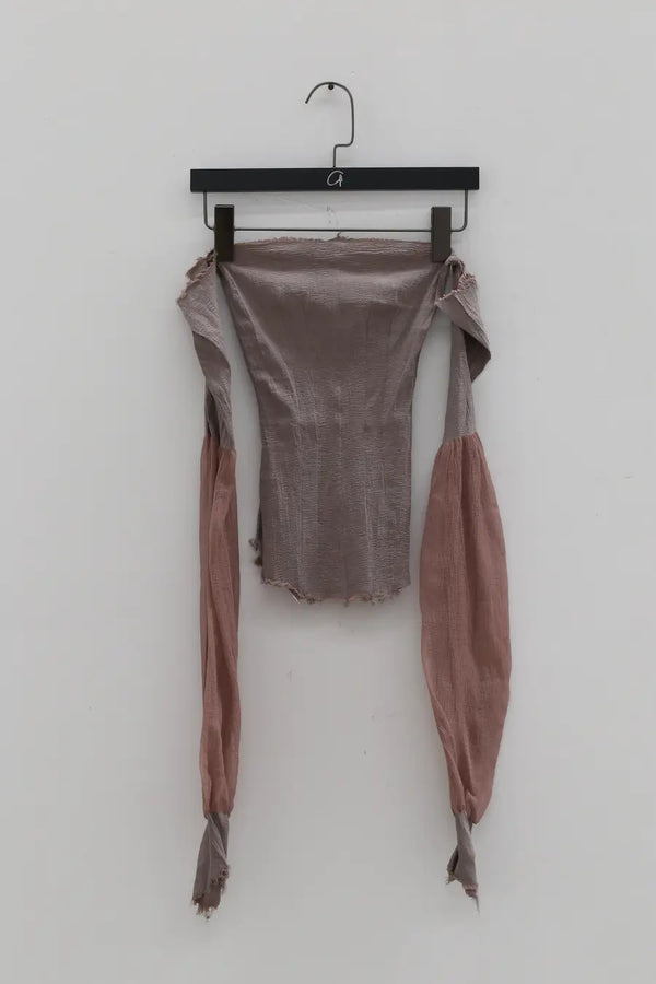 marc le bihan puff sleeve off-the-shoulder top 26918-E21 BOIS DE ROSE wood rose